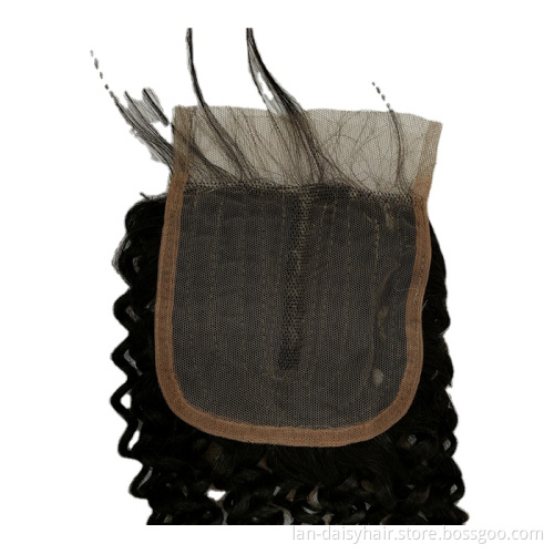 T Part by hand made 100% Human Hair Good Quality  Toupee  Wholesale Jerry Curly  4*4 half hand made Closure